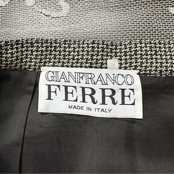 Vintage Gianfranco Ferre Wool Blend Black and White Skirt with Sash Belt - Picture 11 of 16